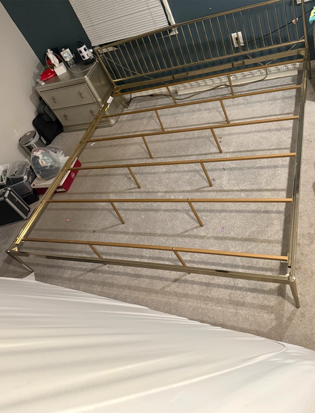 Gold Metal Bed Frame with Headboard