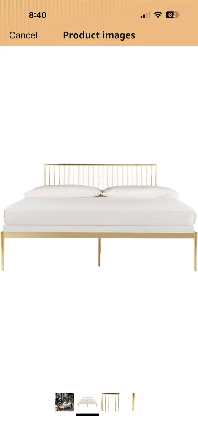 Gold Metal Bed Frame with Headboard - photo 2