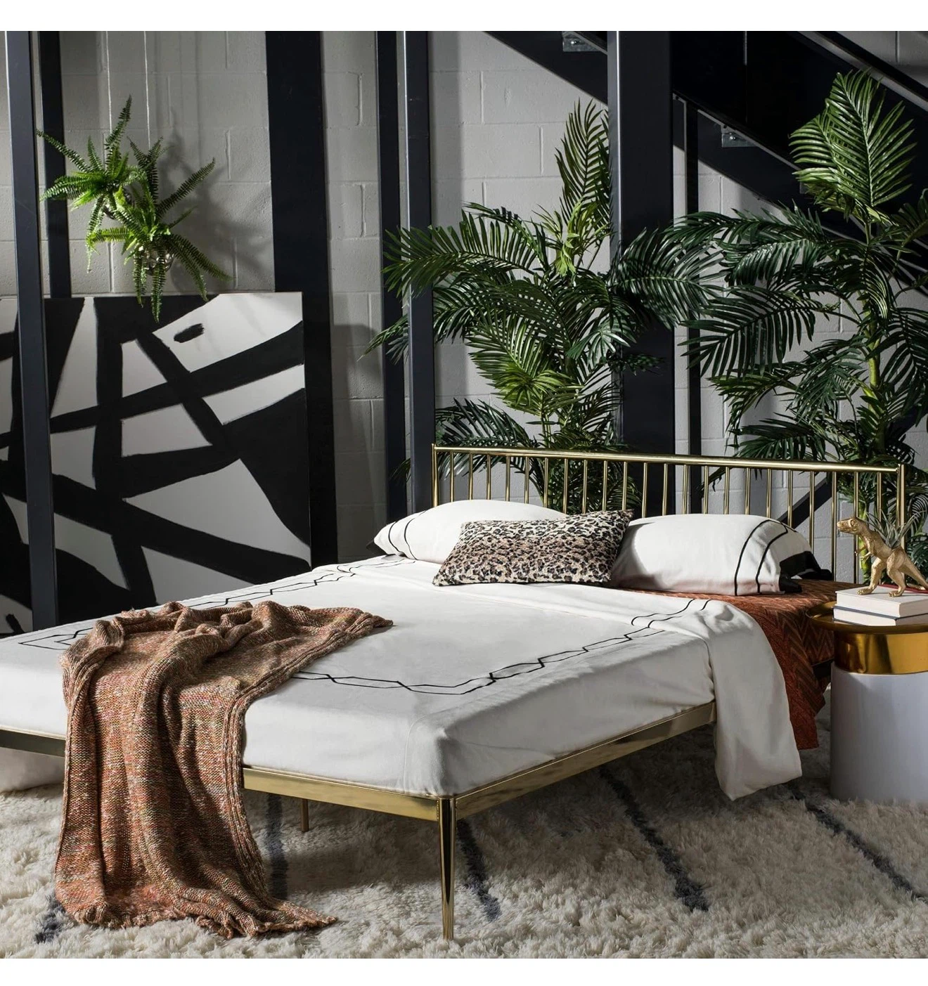 Gold Metal Bed Frame with Headboard - photo 3