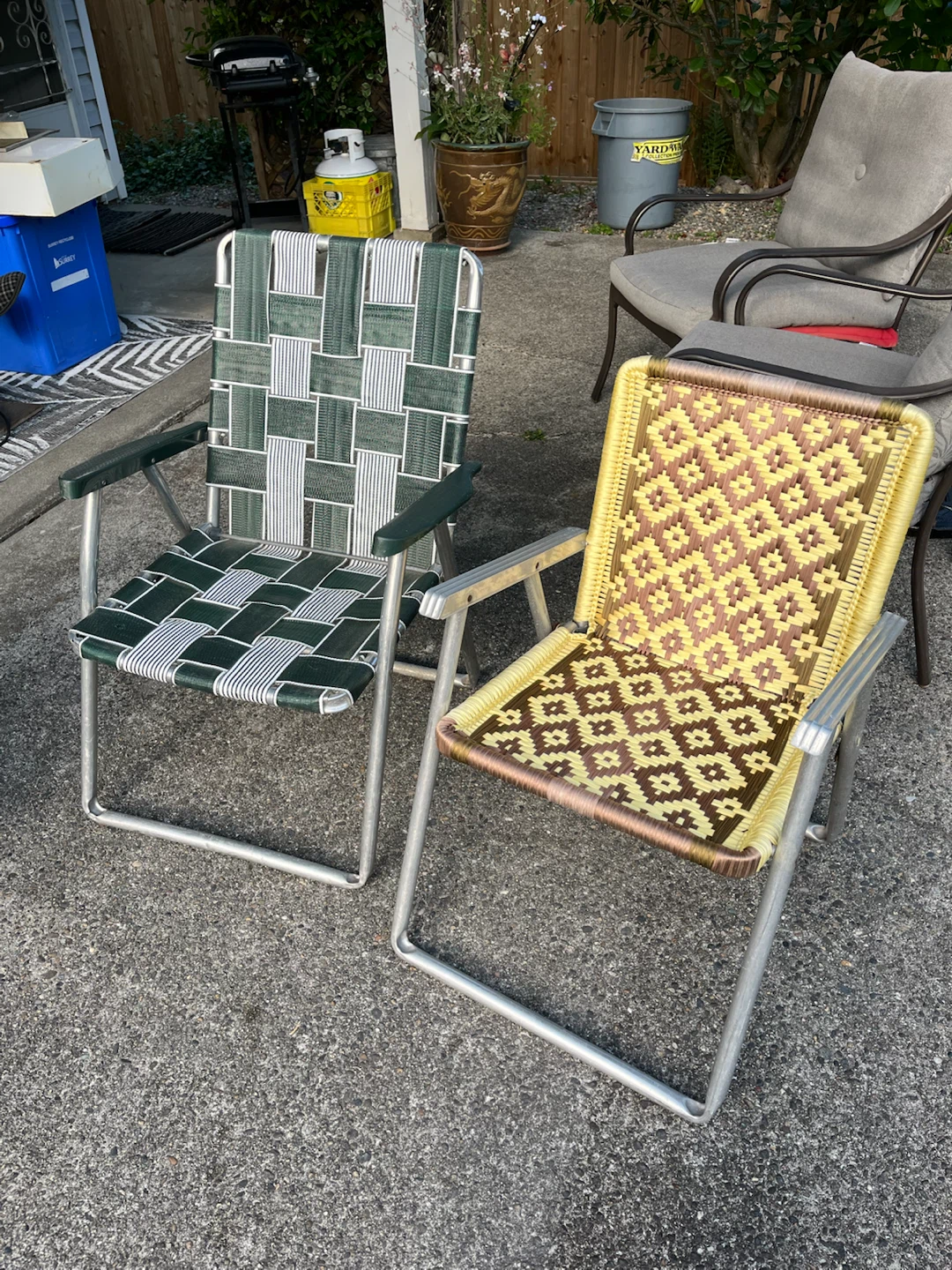 Vintage Webbed Folding Lawn Chairs (2) - Made in Canada