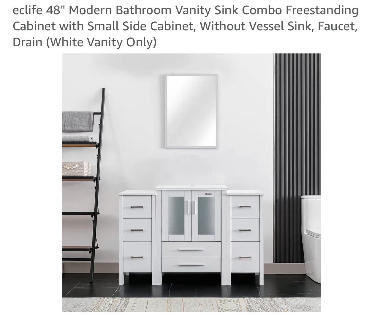 eclife 48" Modern Bathroom Vanity Sink Combo - White