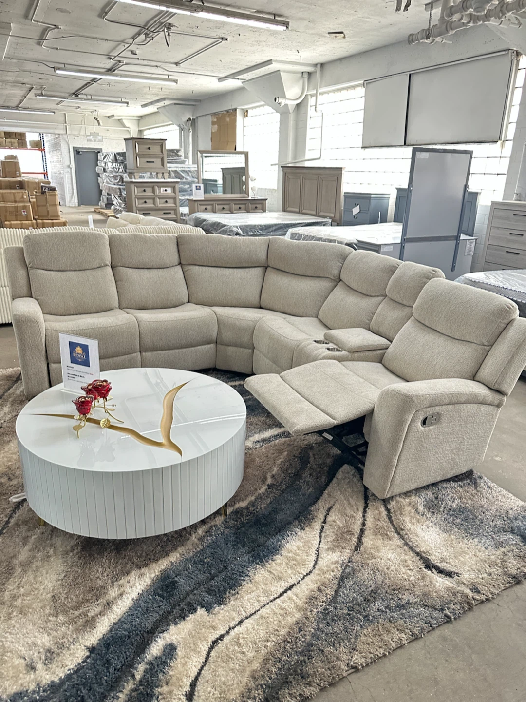 GREY manual reclining sectional