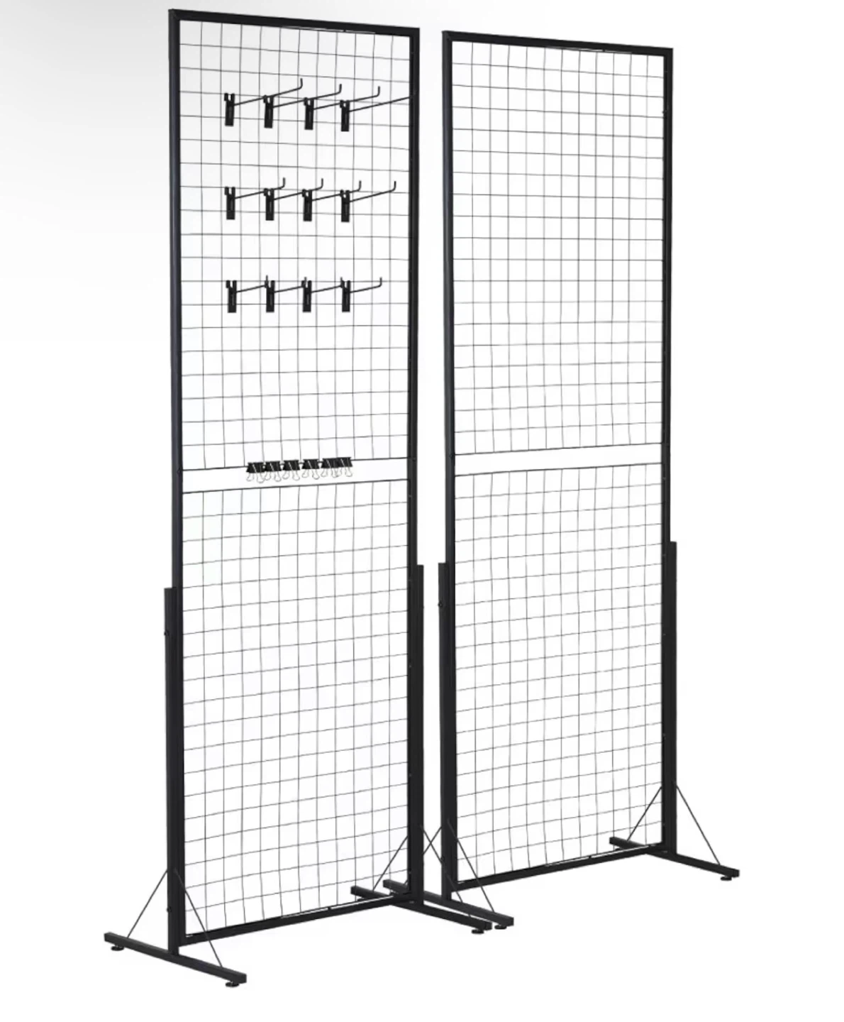 2-Pack Black Grid Wall Panels Tower with Hooks