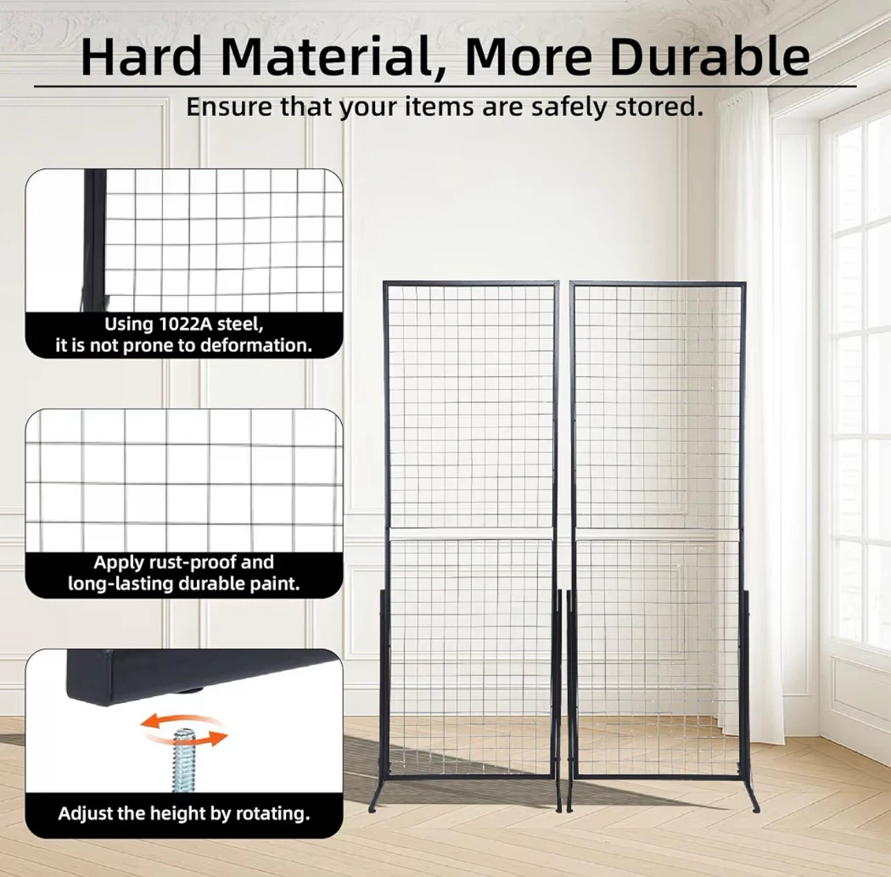 2-Pack Black Grid Wall Panels Tower with Hooks - photo 3