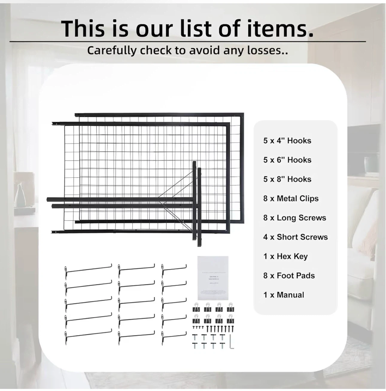 2-Pack Black Grid Wall Panels Tower with Hooks - photo 4