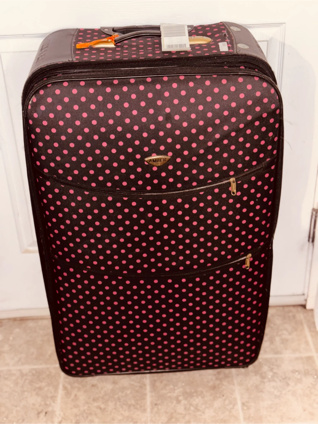 Amber Polka Dot Rolling Suitcase