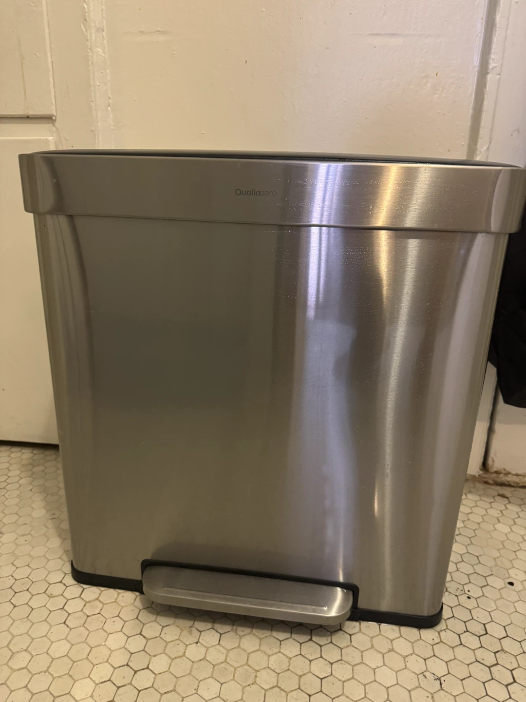 Stainless steel Trash and recycling can.