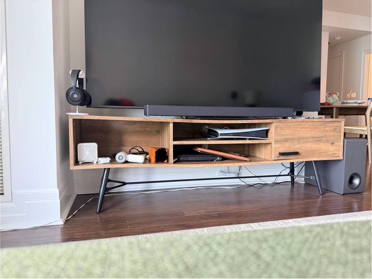 Mid-Century Modern Wood TV Stand with Storage