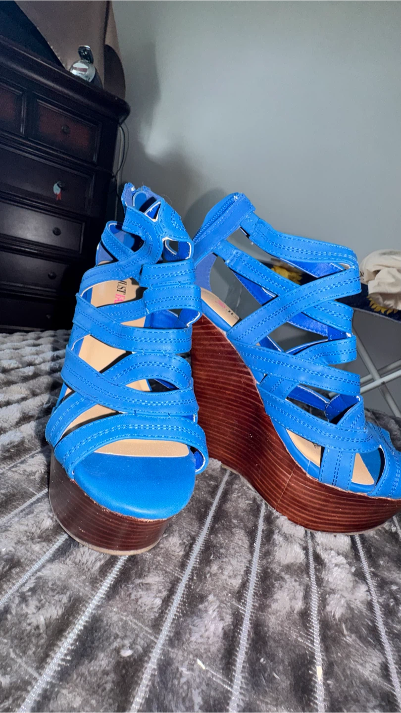 Just Fab Blue Wedge Sandals
