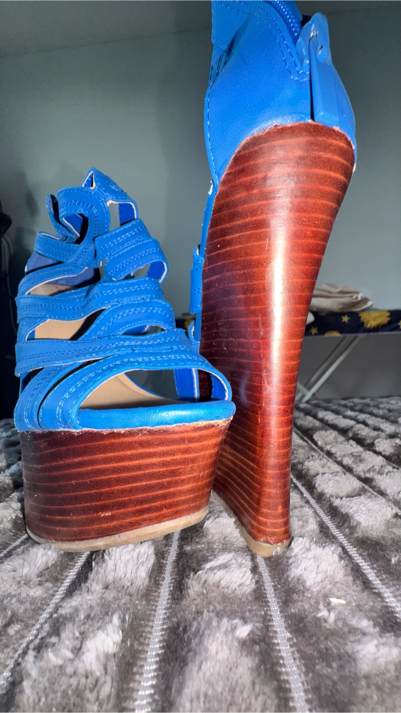 Just Fab Blue Wedge Sandals - photo 2