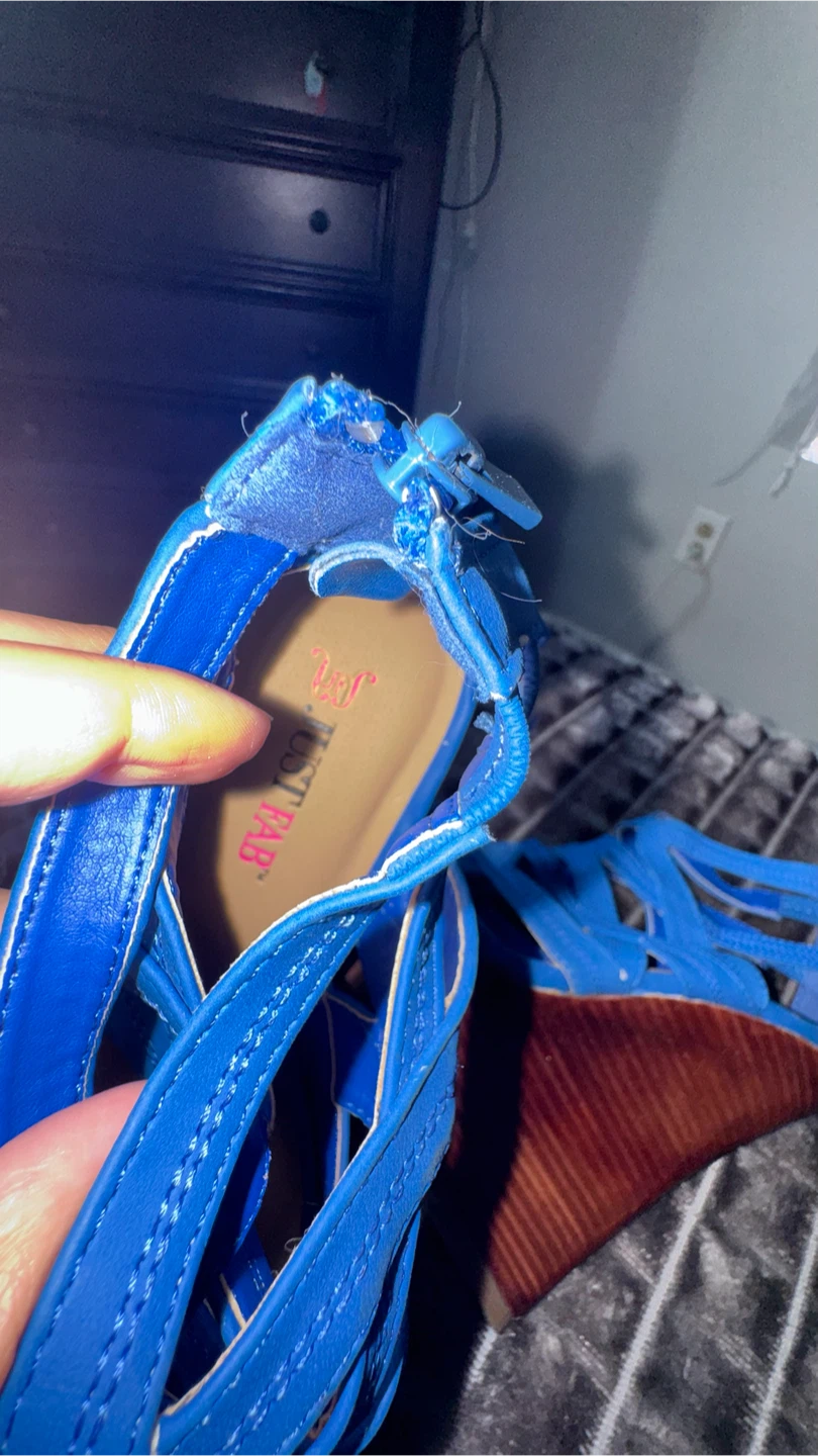 Just Fab Blue Wedge Sandals - photo 3