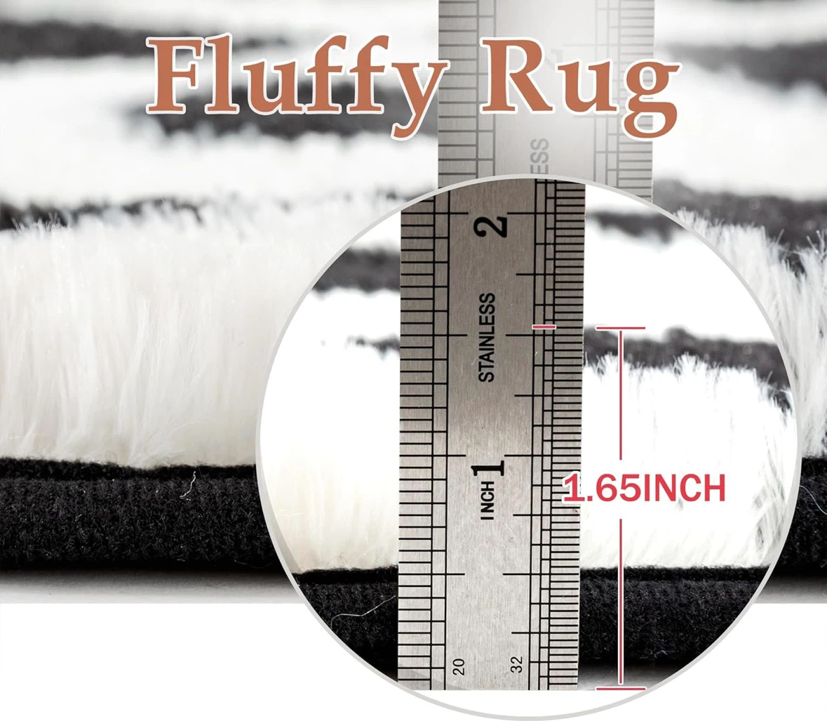 Brand new 6x9 feet Fluffy Rug Black and White Diamond Pattern - photo 5