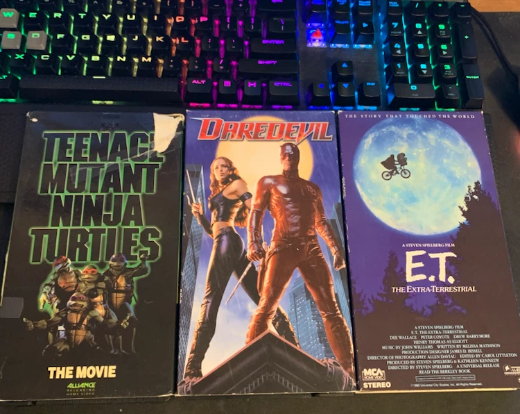 Teenage Mutant Ninja Turtles, Daredevil, E.T. VHS Movies