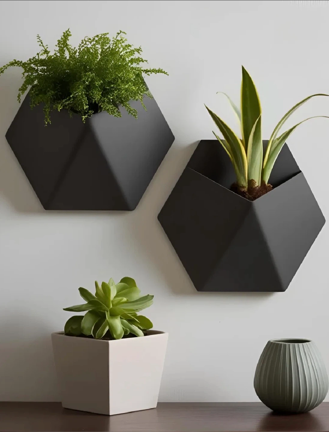 Geometric Hexagonal Wall Planters (Set of 2) - photo 2