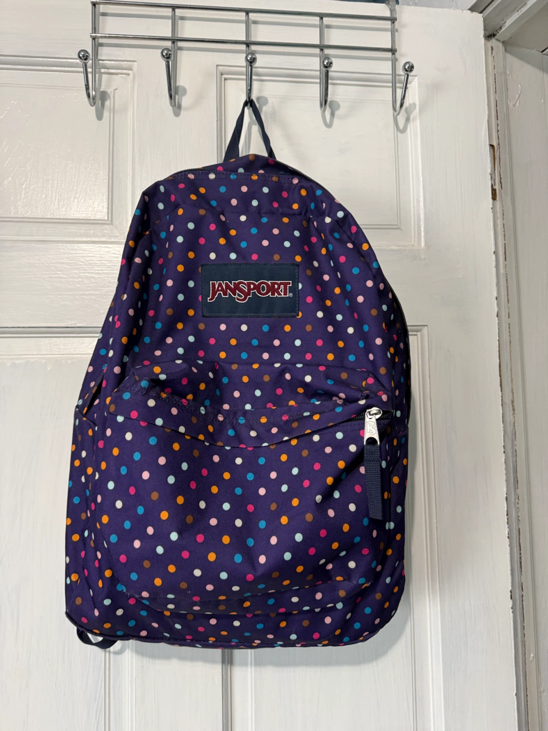 Jansport Backpack - Purple Polka Dot