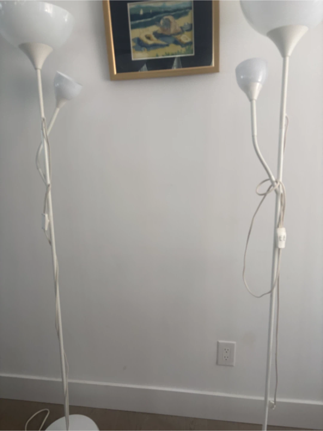 White Floor Lamp with Adjustable Reading Light