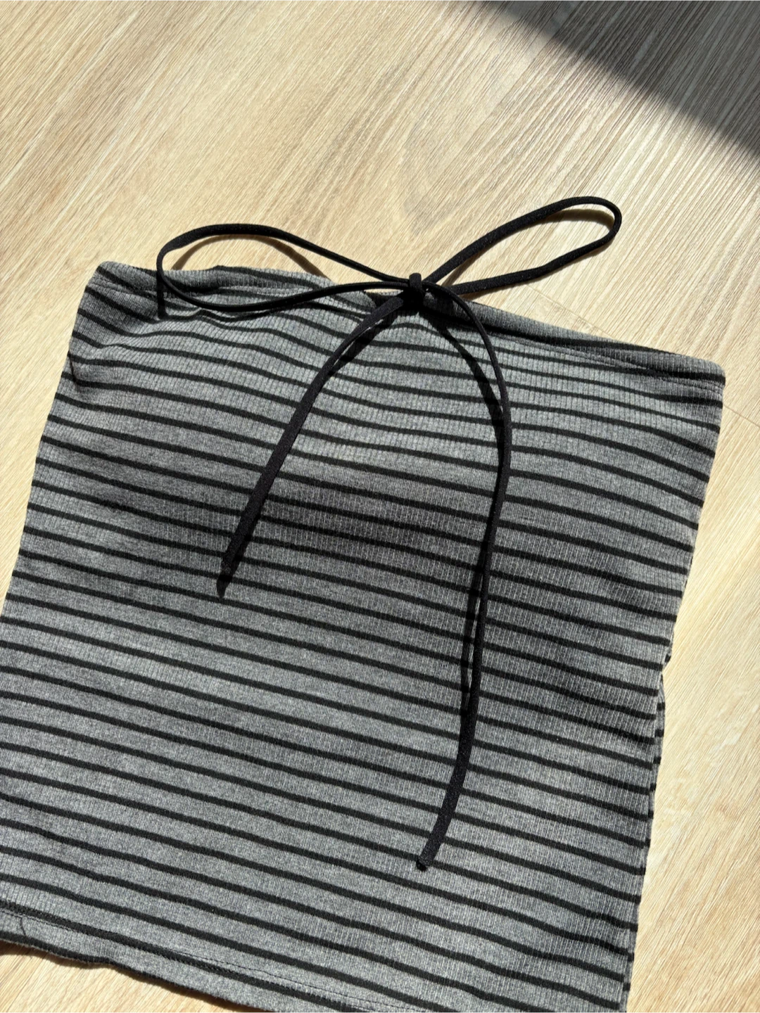 (XXS)Grey & Black Striped Tube Top With Padding - photo 2