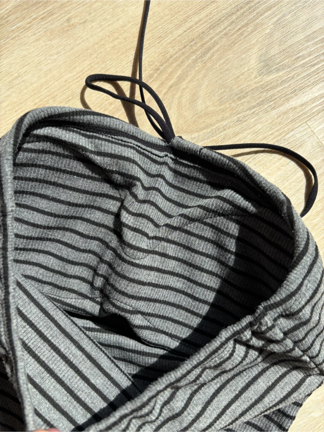 (XXS)Grey & Black Striped Tube Top With Padding - photo 4
