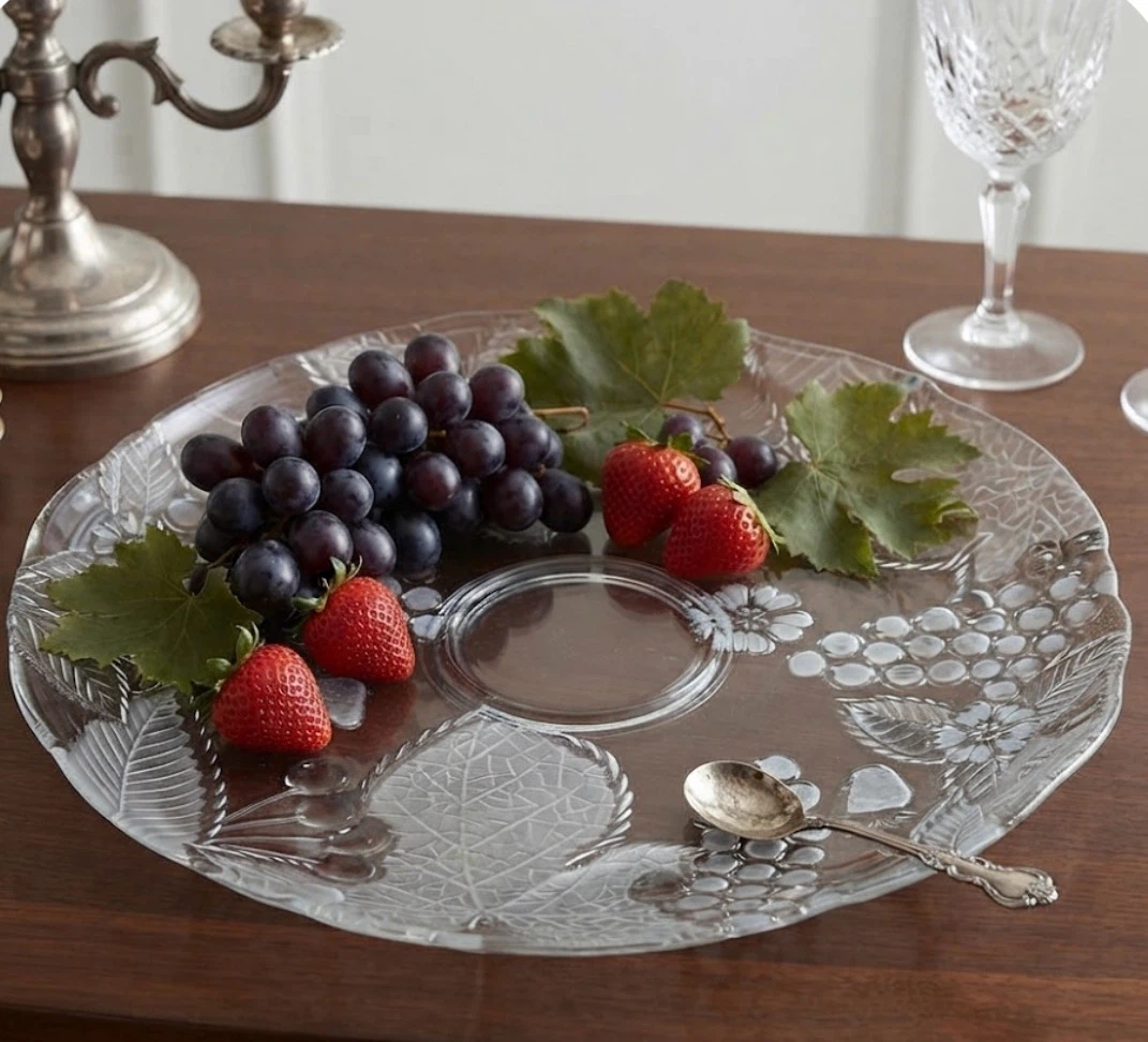 Vintage Mikasa Chablis Clear Glass Platter / Cheese & Fruit
