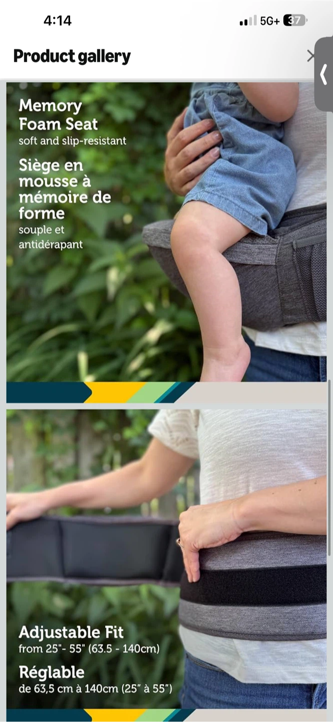 Safety 1st Hip Seat Baby Carrier - 4-in-1 Ergonomic, Grey - photo 3