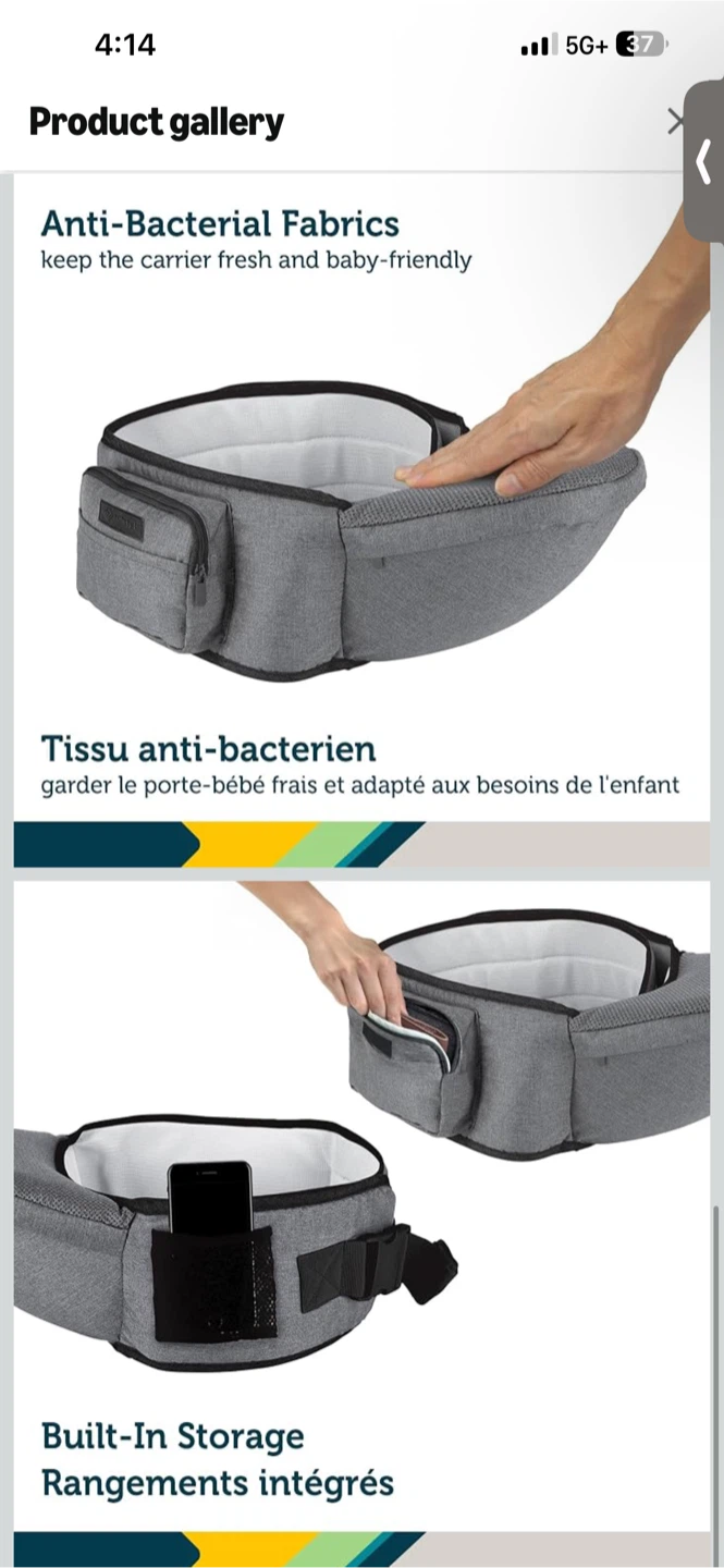 Safety 1st Hip Seat Baby Carrier - 4-in-1 Ergonomic, Grey - photo 4