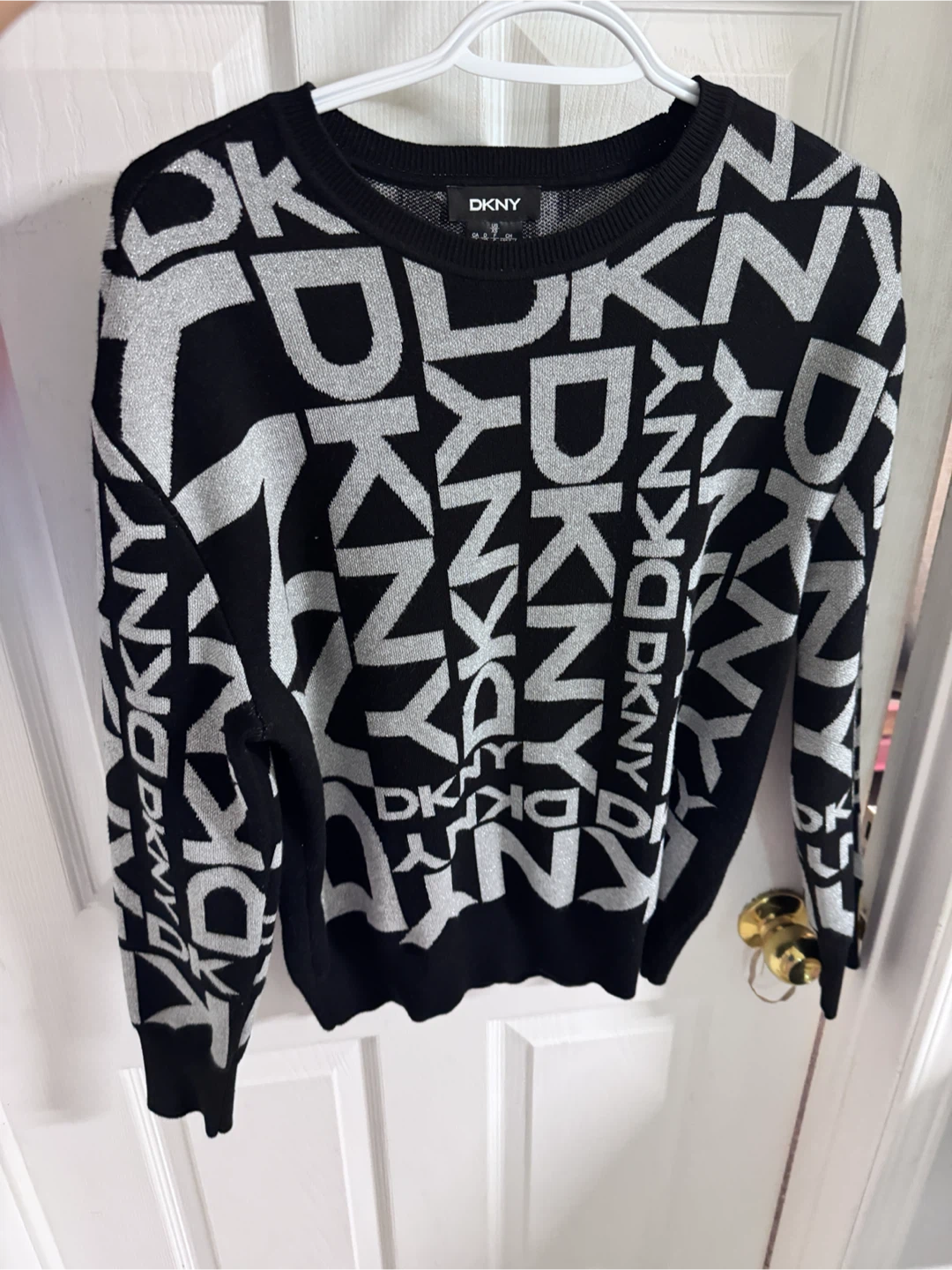 DKNY All-Over Logo Crewneck Sweater XS