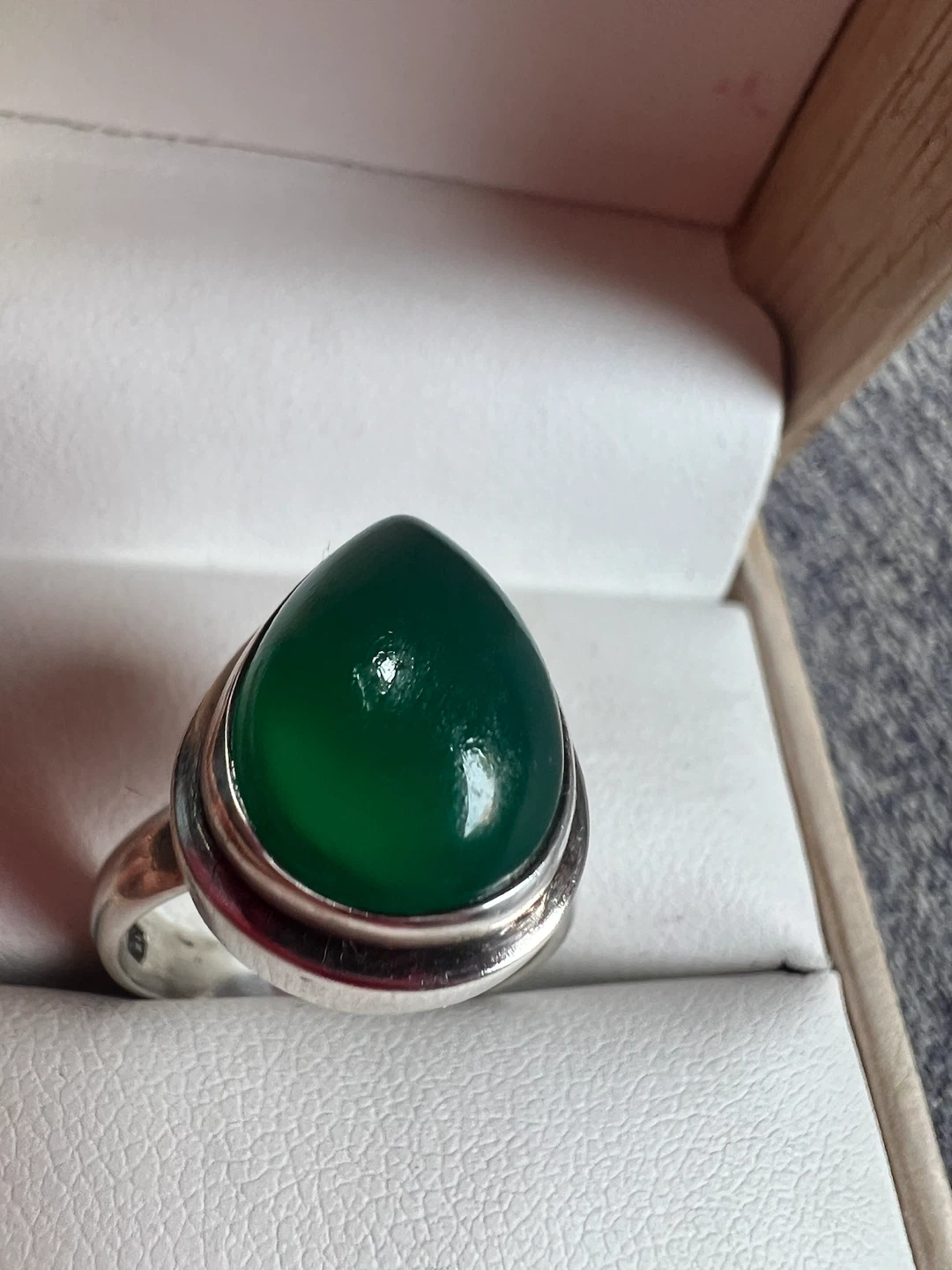 Sterling Silver Ring with Green onyx - photo 2