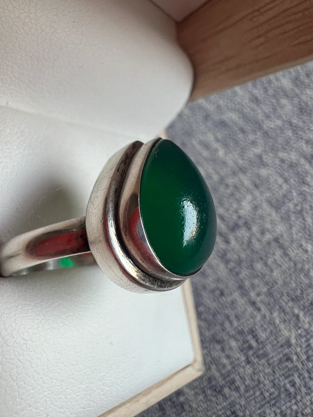 Sterling Silver Ring with Green onyx - photo 3