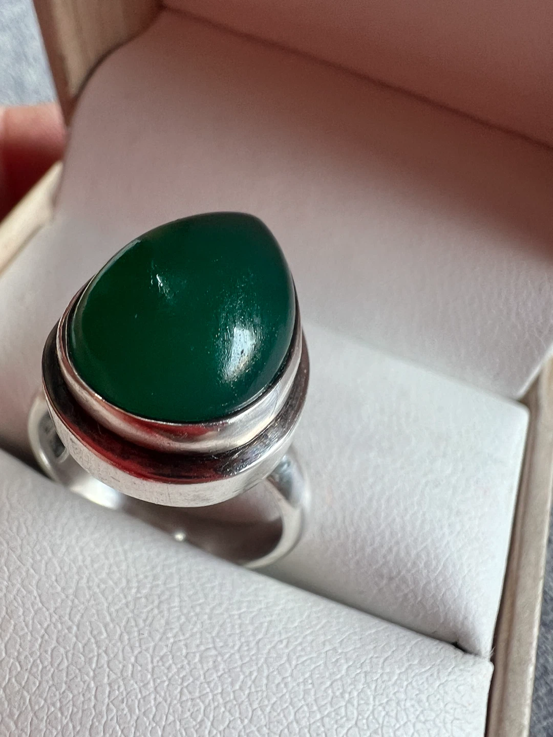 Sterling Silver Ring with Green onyx - photo 4
