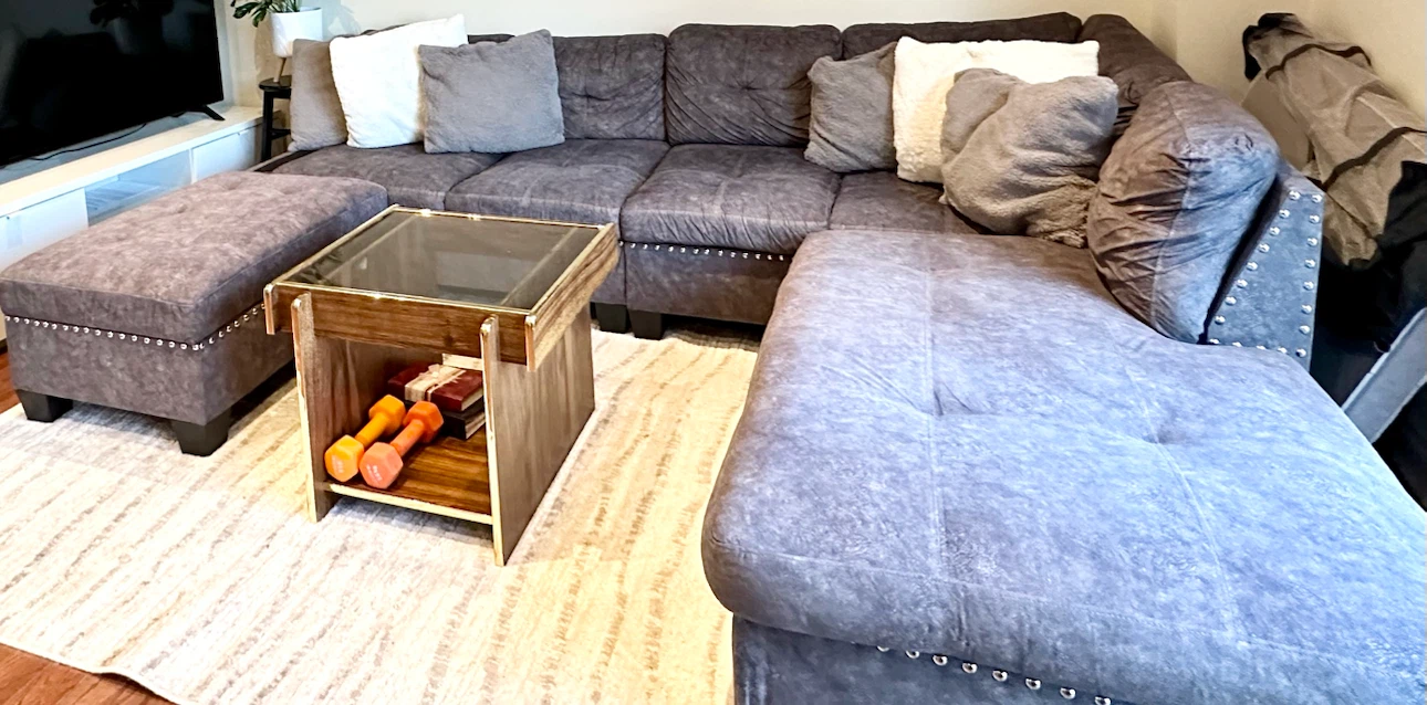 Grey Sectional Sofa with Ottoman