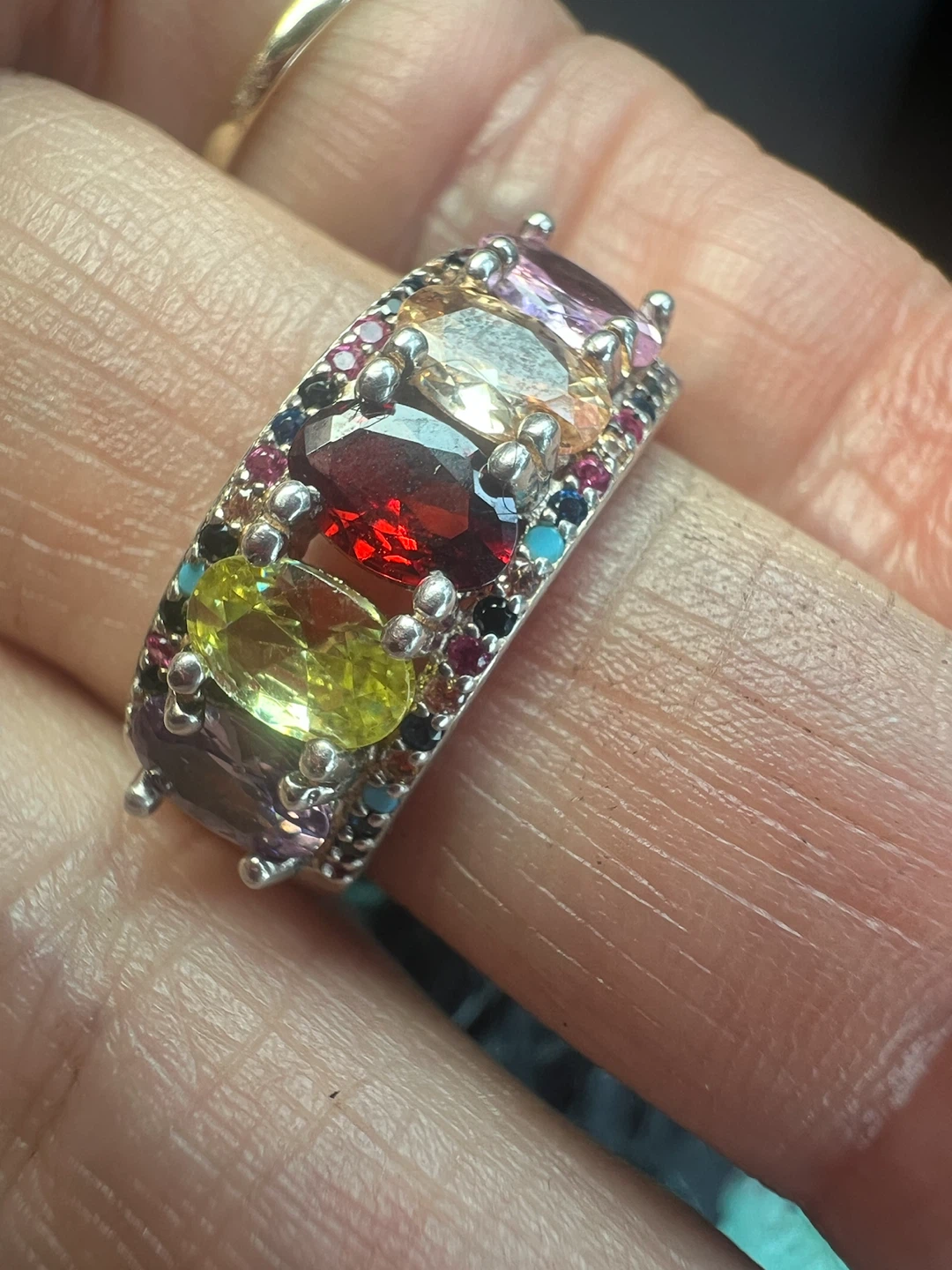 Sterling Silver Multi-Gemstone Ring