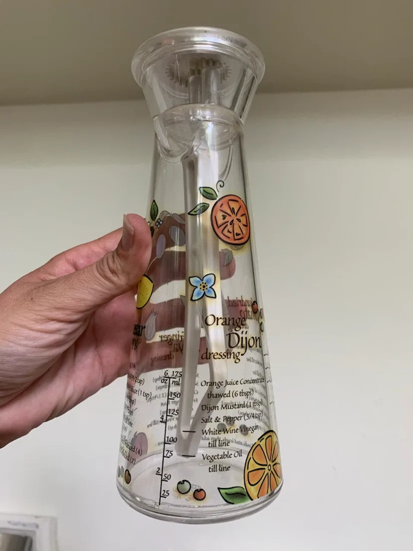 Vintage plastic Salad Dressing Shaker with Recipes