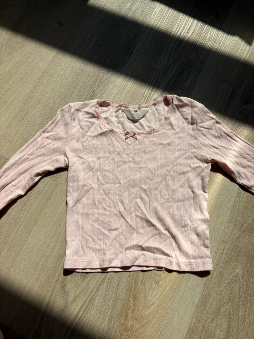 H&M Baby Pink Pointelle Long Sleeve Top 🎀
