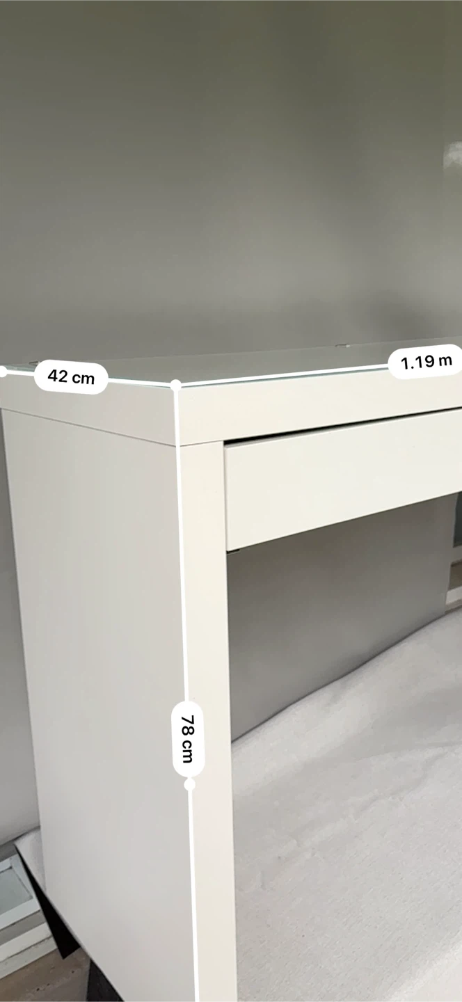 Ikea White Desk with Drawer and Glass Top - photo 3