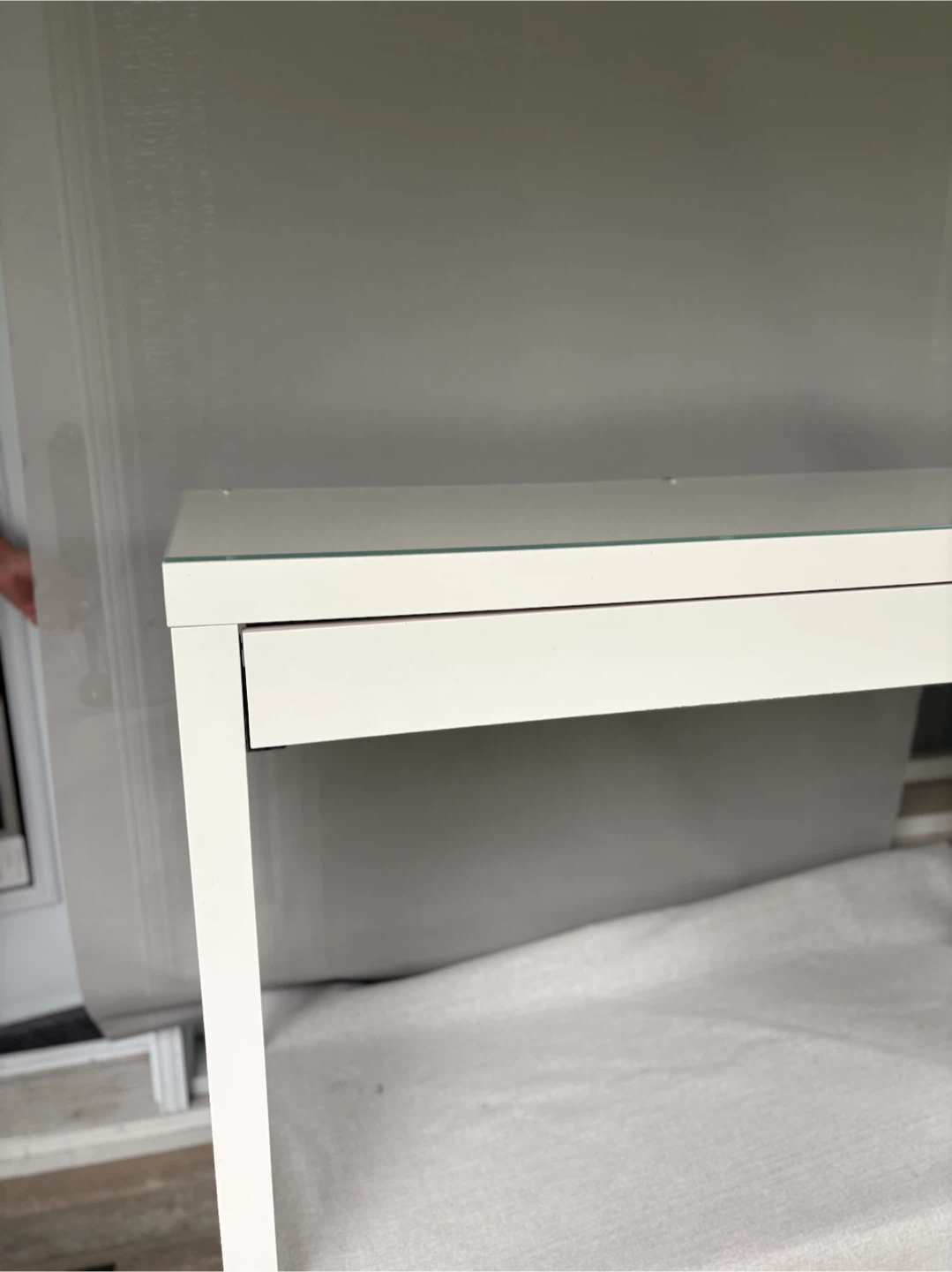 Ikea White Desk with Drawer and Glass Top - photo 4
