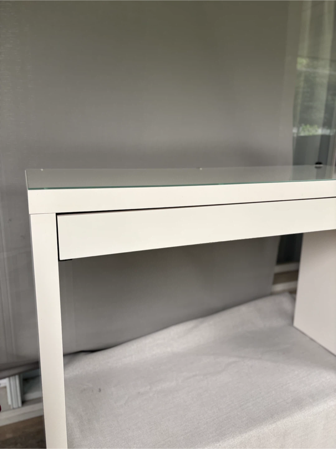 Ikea White Desk with Drawer and Glass Top - photo 5