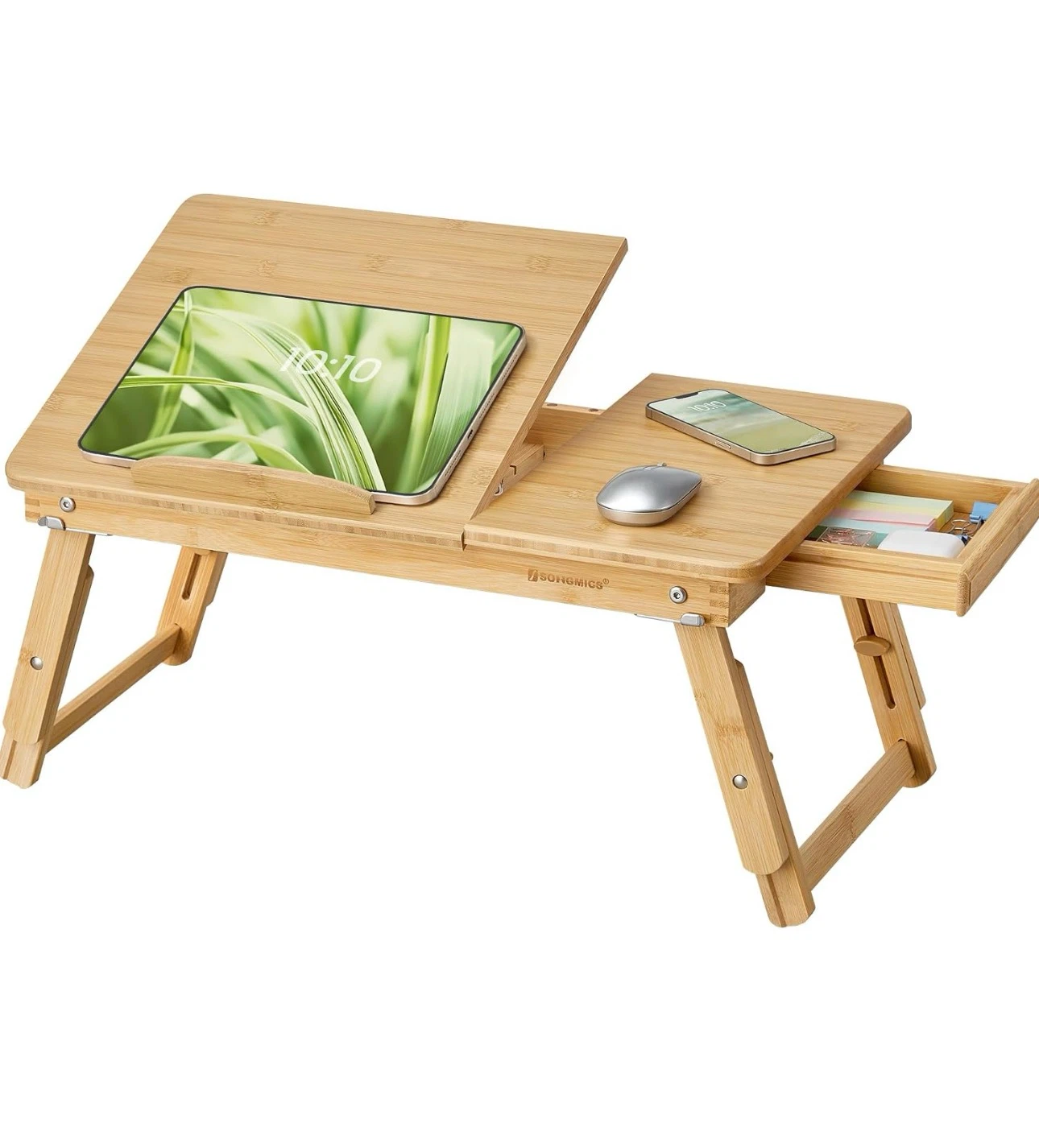 SONGMICS Bamboo Lap Desk with Adjustable Height and Angle