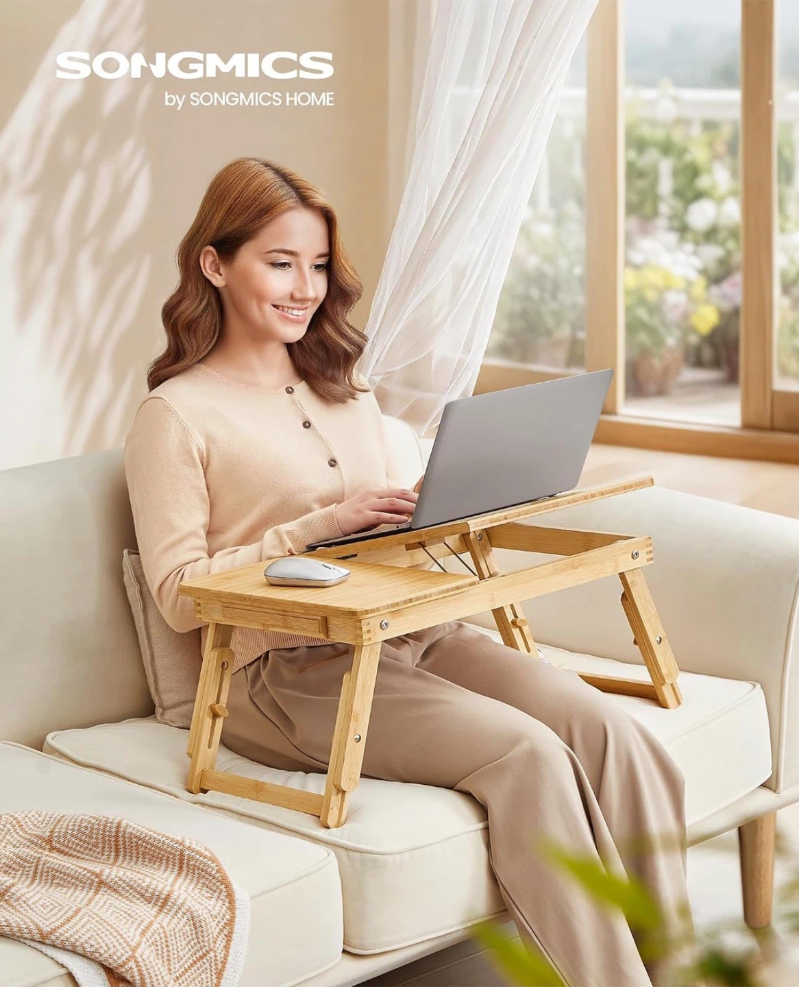 SONGMICS Bamboo Lap Desk with Adjustable Height and Angle - photo 3