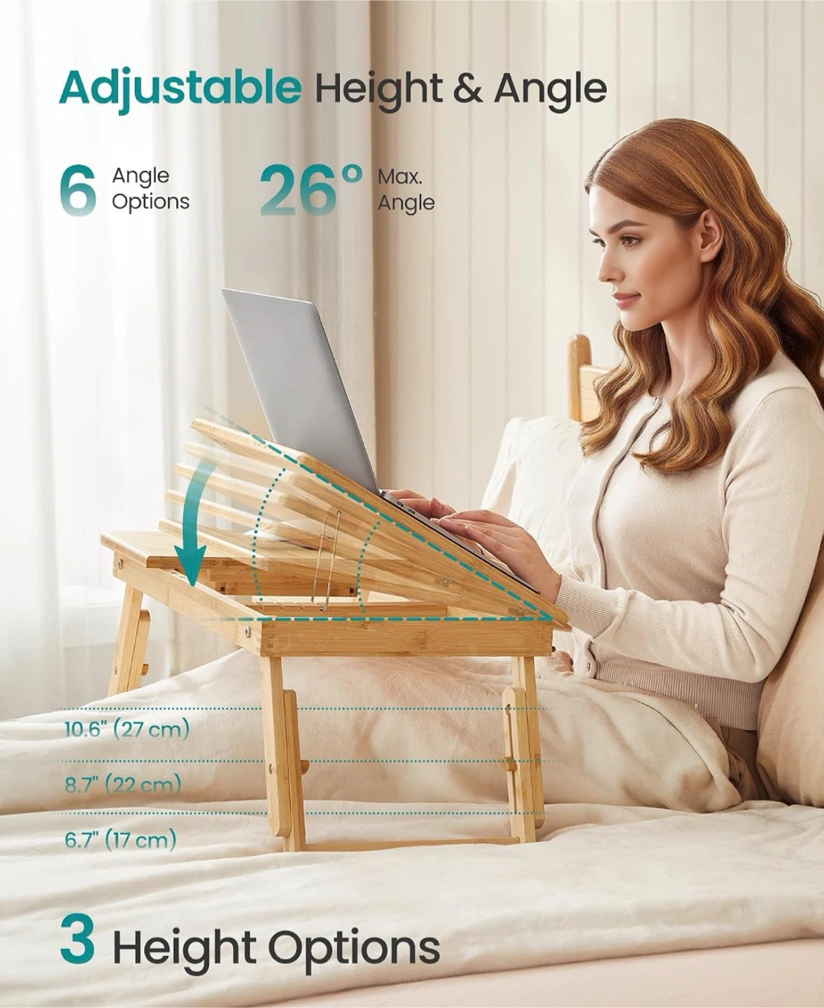 SONGMICS Bamboo Lap Desk with Adjustable Height and Angle - photo 4