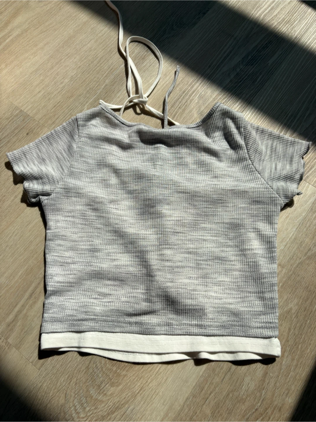 XS - Grey Layered Tie-Front Top 🤍 - photo 3
