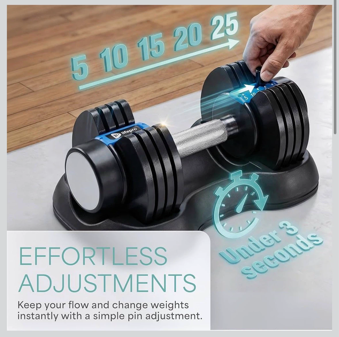Lifepro 5-in-1 Adjustable Dumbbell Set (5-25 lbs) - photo 3
