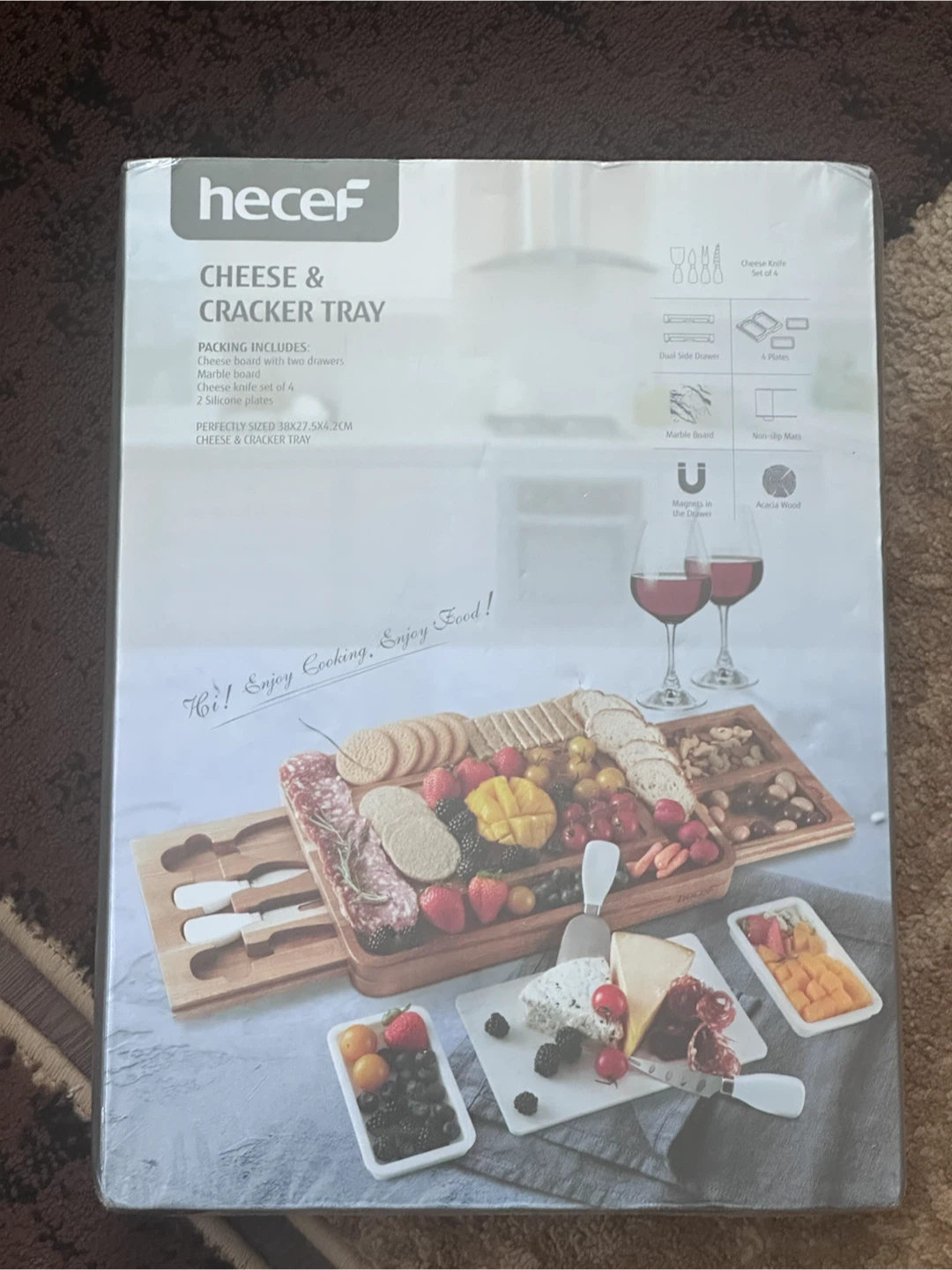 Hecer Cheese & Cracker Tray with Knives and Drawer - photo 5