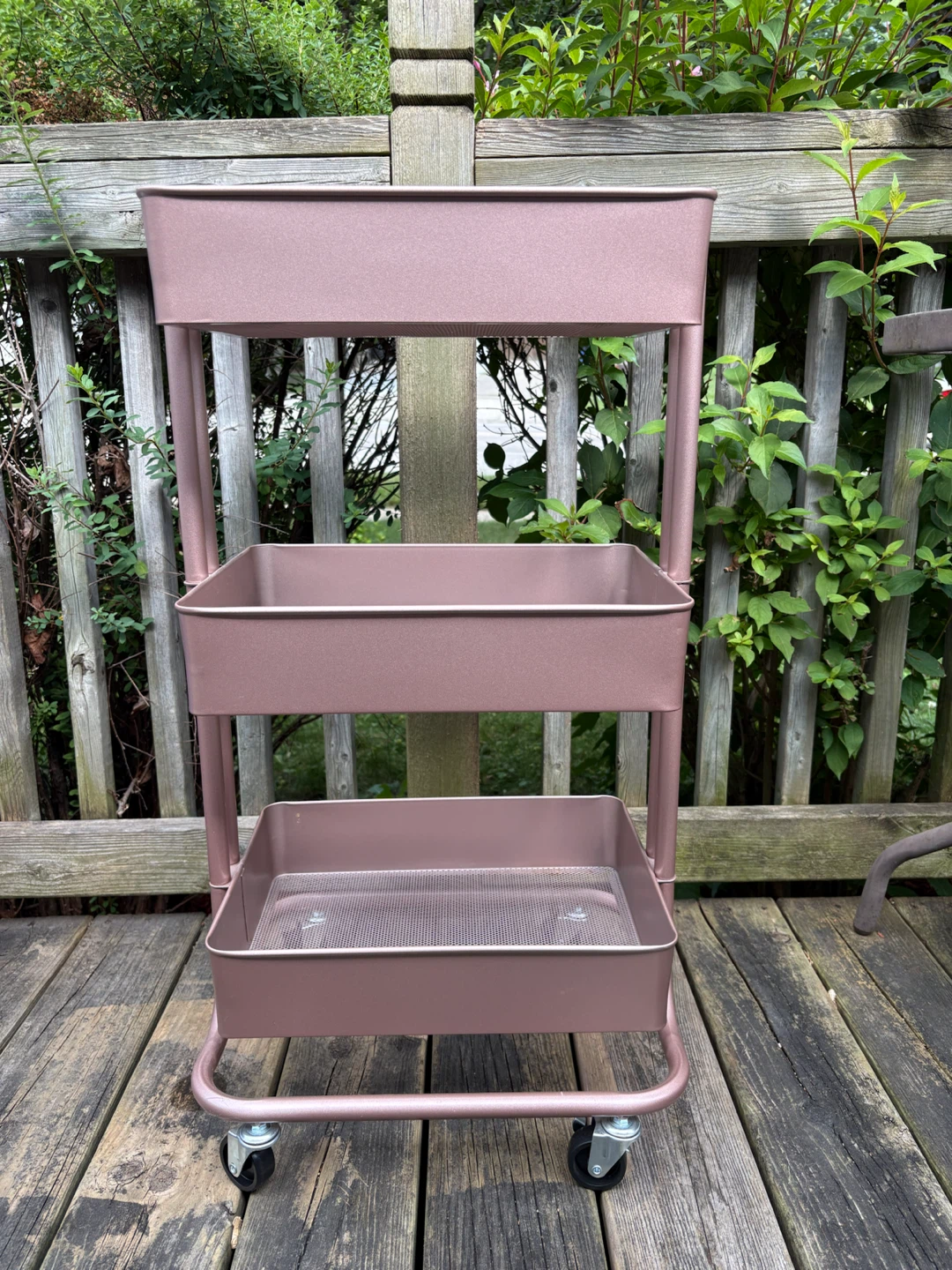 3-Tier Rolling Storage Cart - Rose Gold