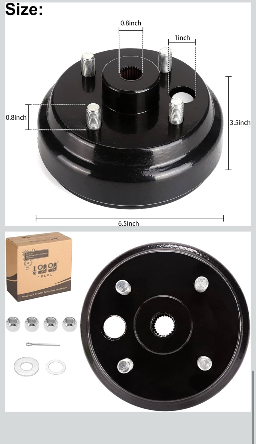 10L0L Golf Cart Brake Drum Hub Assembly for EZGO TXT PDS 1982-up - photo 3