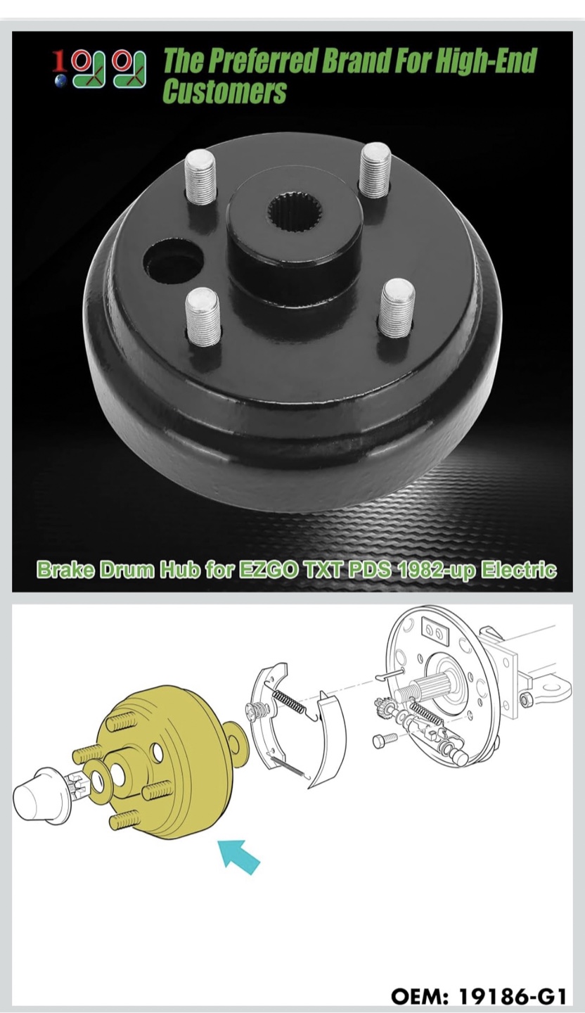 10L0L Golf Cart Brake Drum Hub Assembly for EZGO TXT PDS 1982-up - photo 2