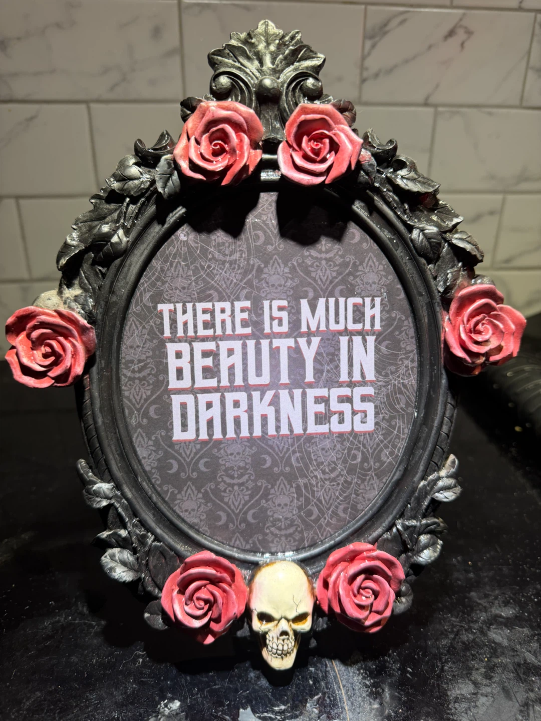 Gothic Rose Skull Picture Frame