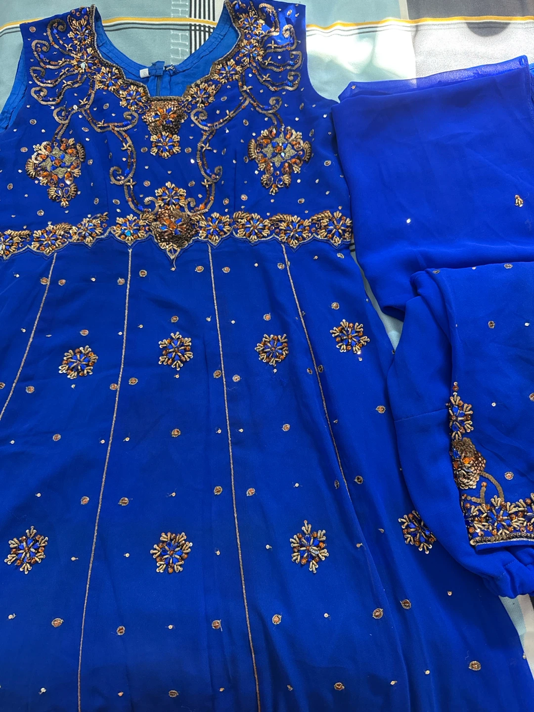Blue Embroidered Kurti with Dupatta