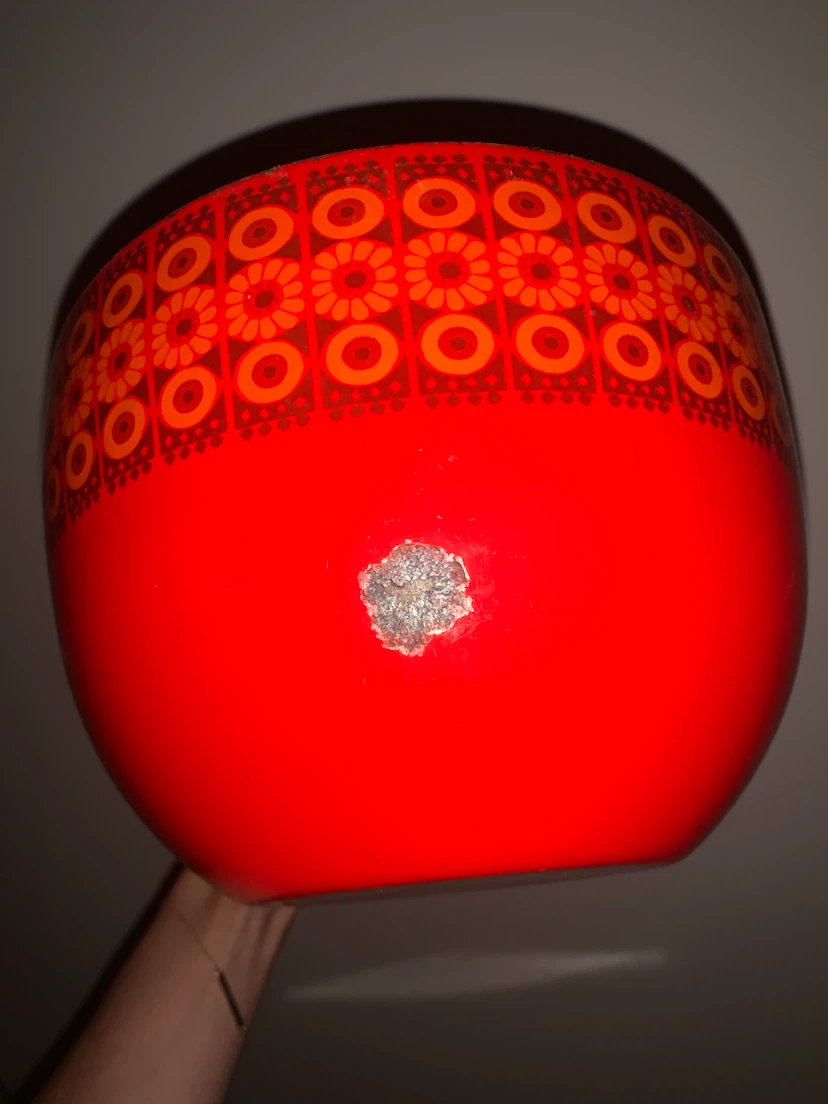 Retro Red Floral Metal Planter Pot/Bowl - photo 3