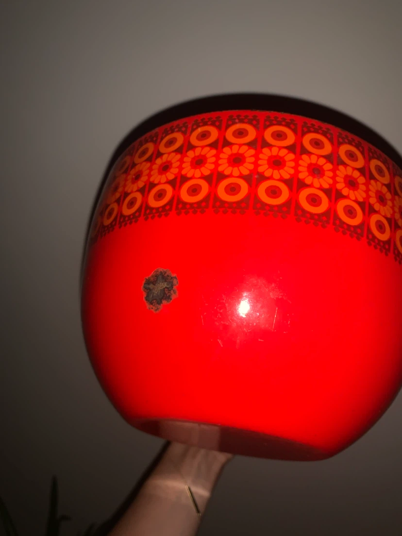Retro Red Floral Metal Planter Pot/Bowl - photo 4