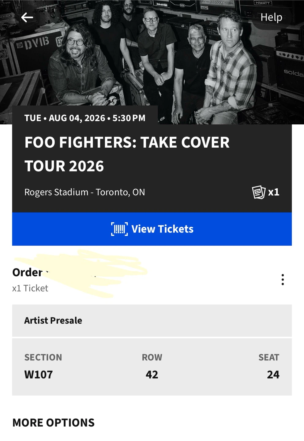 Foo Fighters Concert Ticket